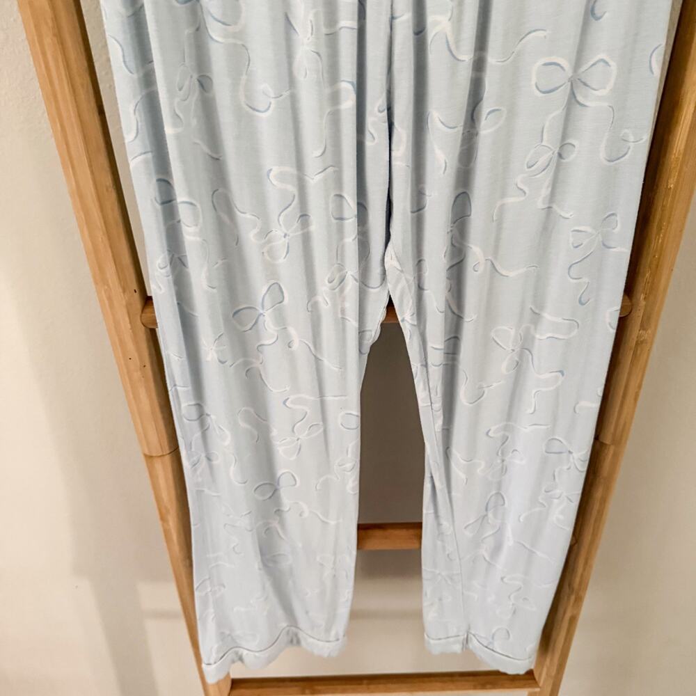 In My Sundays Heirloom Bows Sky Blue Pajama Set XL Tencel Button Front Lounge - Picture 11 of 15